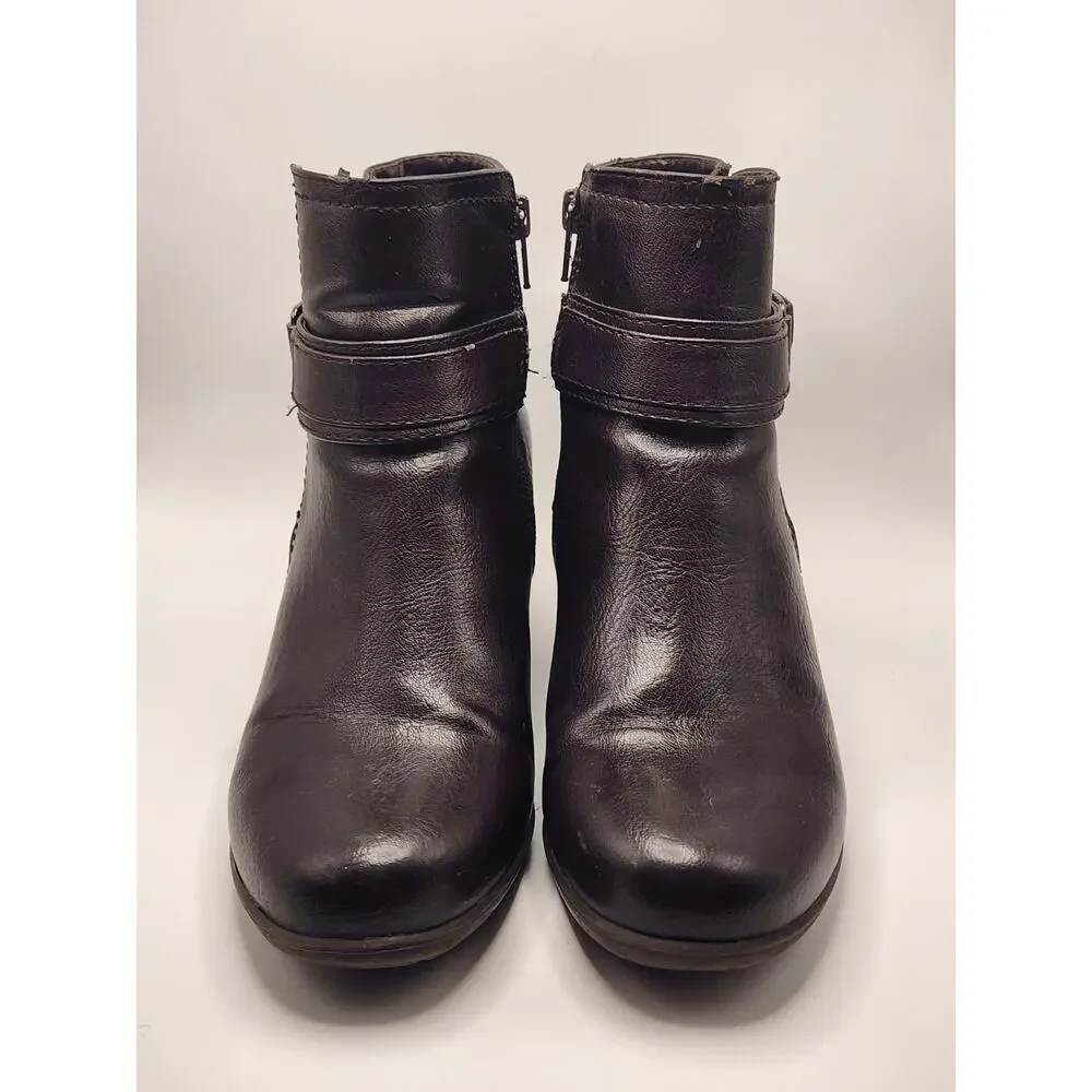 CROFT & BARROW KOHLS WOMENS 7.5 BROWN ZIP HEELED ORTHOLITE BOOTS PREPPY WORK